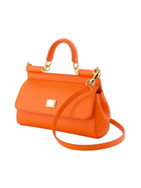 Torebka Dolce And Gabbana skórzana pomarańczowa