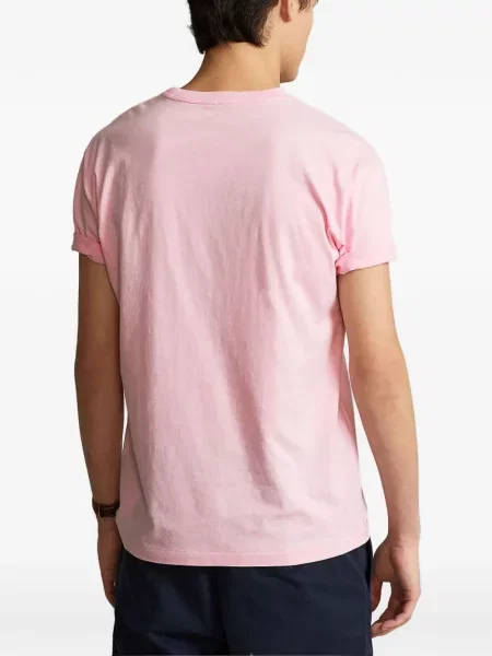 Blugi Polo Ralph Lauren cu broderie de in cu două rânduri de nasturi roz