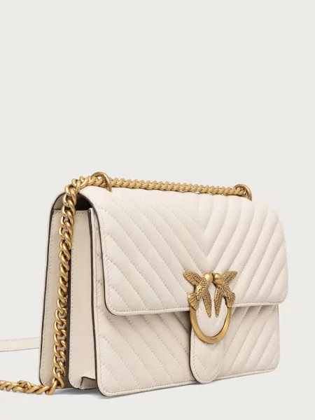 Pinko чанта crossbody дамска от кожа бяло