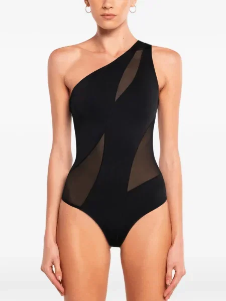 Body Ow Collection plasă cu un umăr gol negru