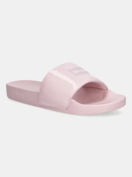 Чехли Tommy Jeans FLAG POOL SLIDE PATENT розово