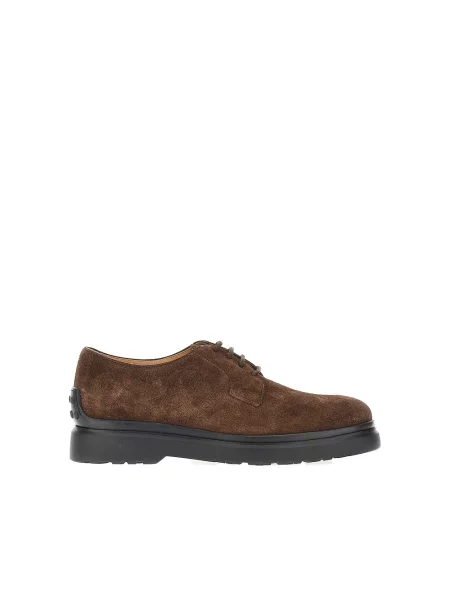 Półbuty Tod's sznurowane zamszowe brązowe