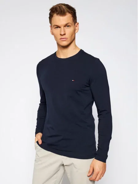 Tommy Hilfiger Majica dugih rukava Stretch Tee tamnoplava