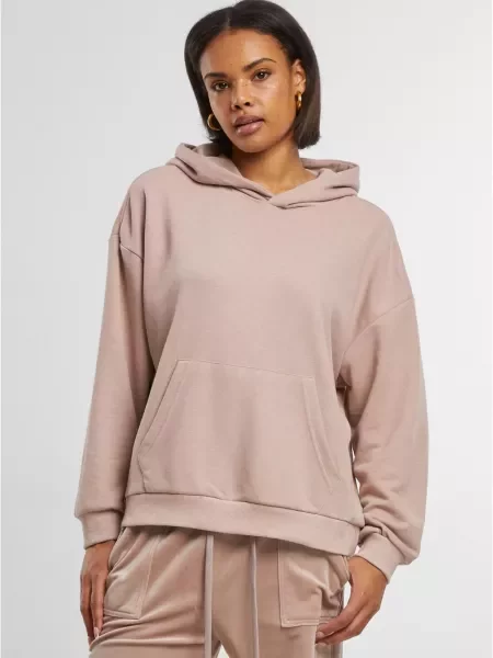 Terry Oversized Hoodie powder pink μπεζ