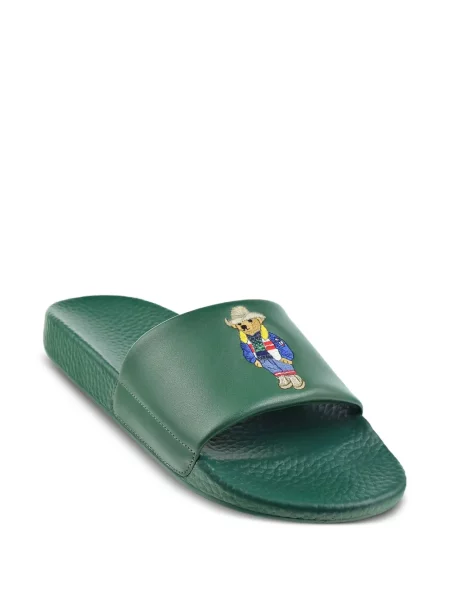 Kožené šněrovací pantofle Polo Ralph Lauren s výšivkou hnědé