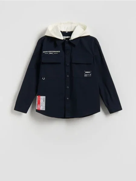Reserved Cămașă din cu glugă bleumarin