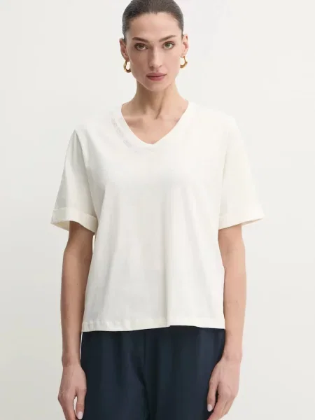 Koszulka z dekoltem v Liu Jo z dekoltem w serek biała