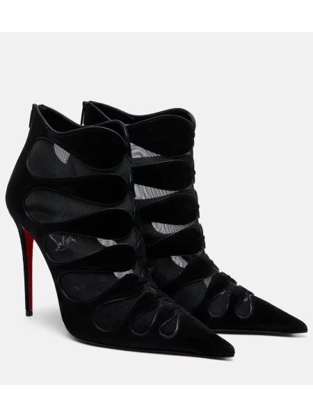 Cizme scurte Christian Louboutin din piele de căprioară negru