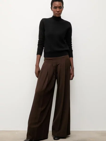 Answear.LAB pantaloni lat high waist maro