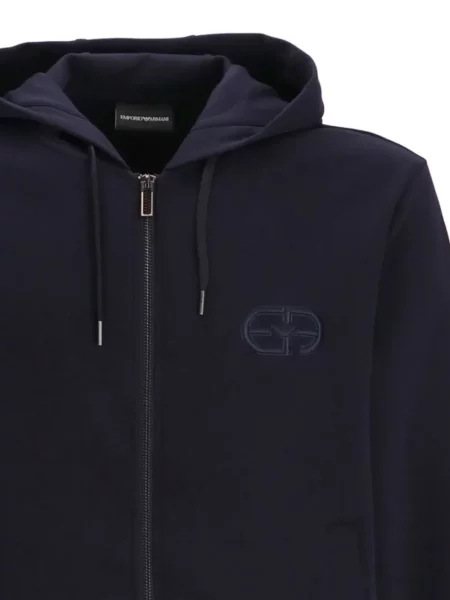 Siuvinėtas džemperis su gobtuvu Emporio Armani mėlyna