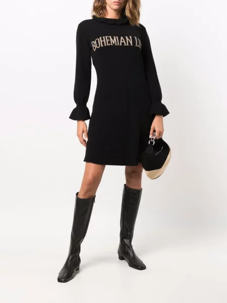 Плетена костюм рокля Alberta Ferretti черно