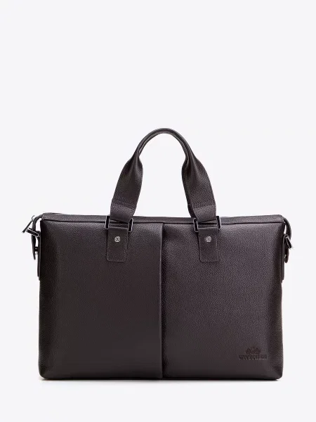 Torba na laptopa ze skóry naturalnej groszkowej brązowa