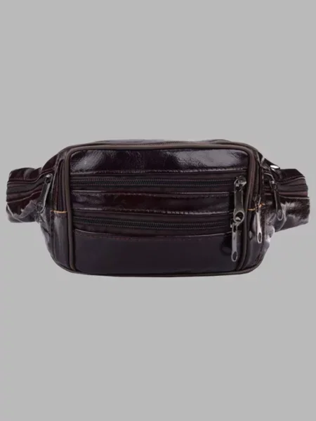 Кожаная поясная сумка Borsa Leather коричневая
