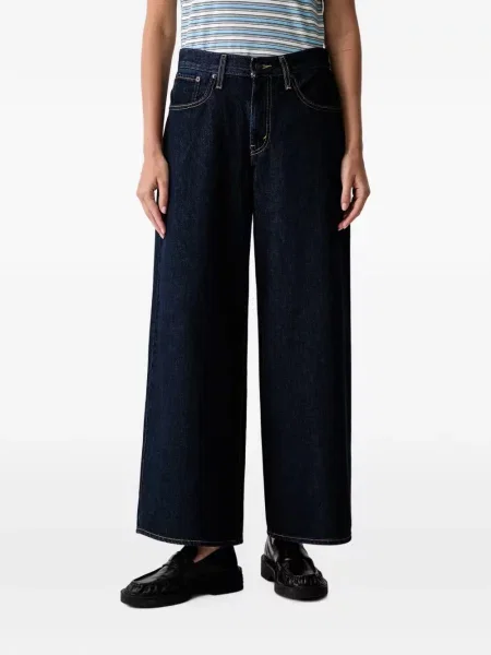 Pantaloni scurți din denim Levi's® din dantelă zdrențuiți cu talie înaltă albastru