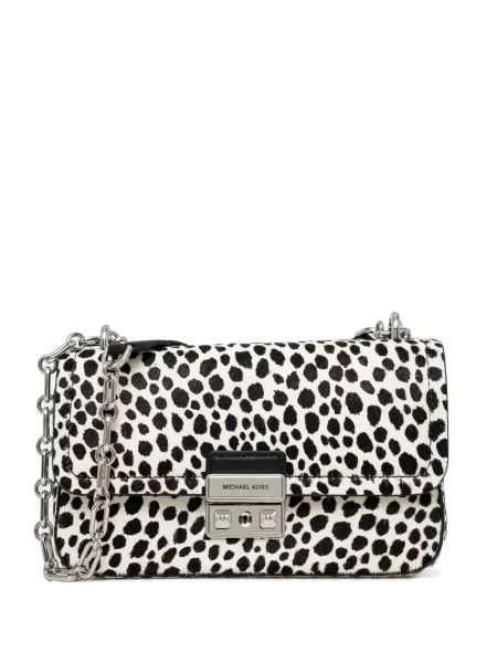 Кожено портмоне Michael Michael Kors с връзки с принт кафяво