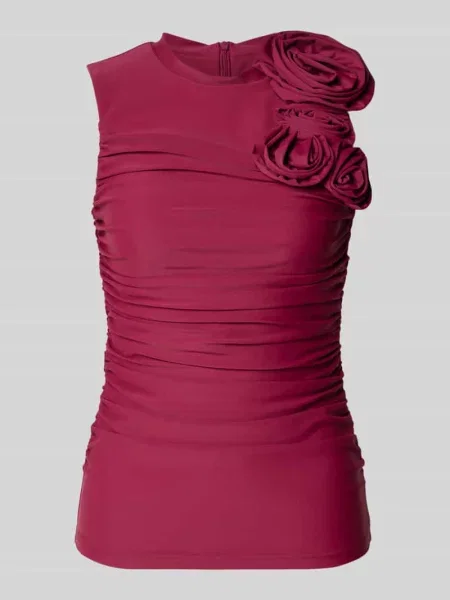 Bluzka o kroju slim fit z kwiatowym obszyciem model Orchida' Y.a.s