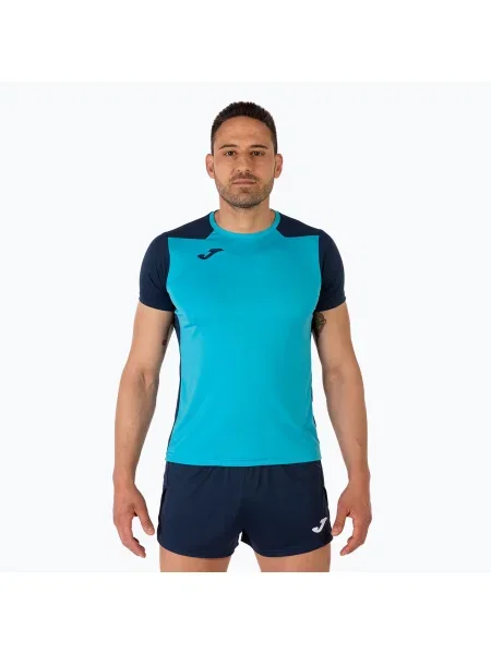 Tricou de alergare pentru bărbați Joma Record II fluor turcoaz/navy albastru închis