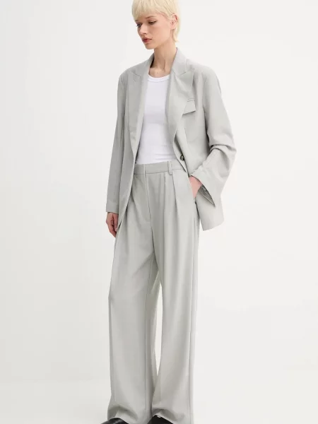 Day Birger et Mikkelsen spodnie wełniane Samuel szerokie high waist szary