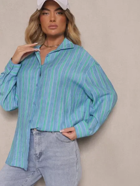 Koszula z Wiskozą w Liasolene niebieska