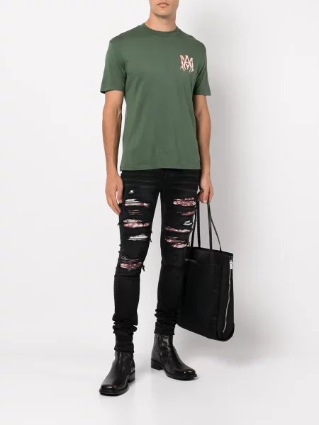 Liesas skinny fit džinsai Amiri su įbrėžimais juoda