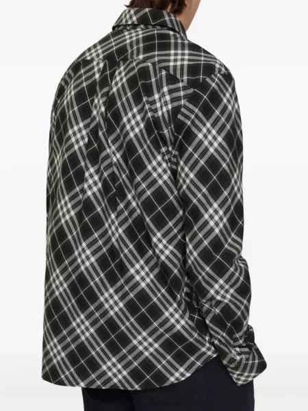 Cămașă Burberry în carouri de flanelă negru