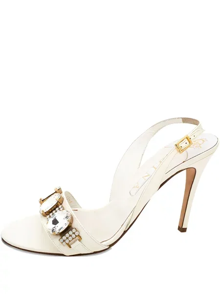 Kožené lakované sandály Gina s otevřenou patou bílé