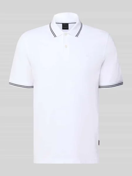Koszulka polo o kroju regular fit z wyhaftowanym logo Bugatti biała