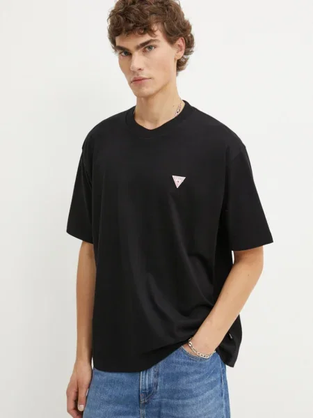 Koszulka Guess Jeans z krótkim rękawem z logo czarna