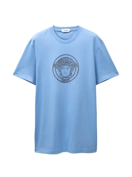 Tricou Versace din jerseu cu autograf albastru