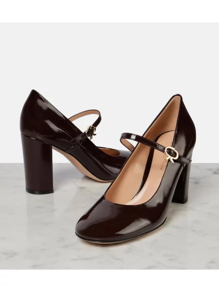 Pantofi cu toc Gianvito Rossi din piele de lac bordo