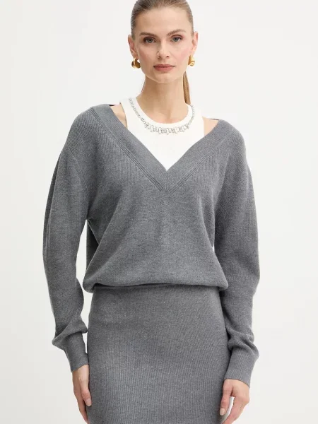 Haljina s primjesom vune Liu Jo maxi ravna siva