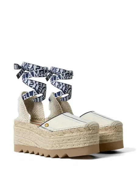 Espadrile Stella Mccartney cu dungi cu platformă alb