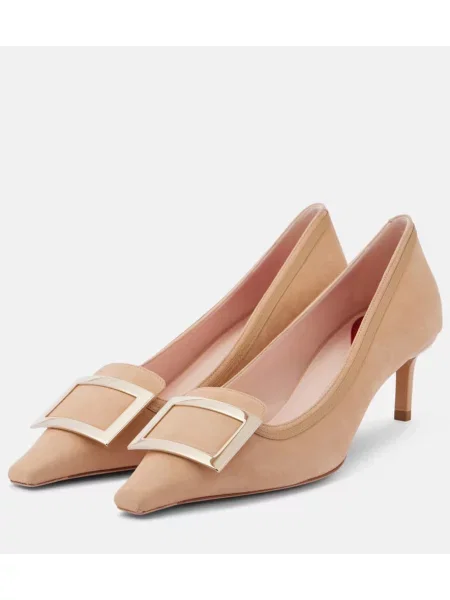 Pantofi cu toc Roger Vivier din piele de căprioară bej