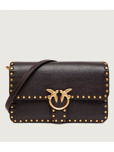 Pinko De piele geantă poștaș Love One Slouchy maro