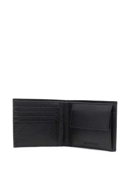 Кожено портмоне Emporio Armani с автограф черно