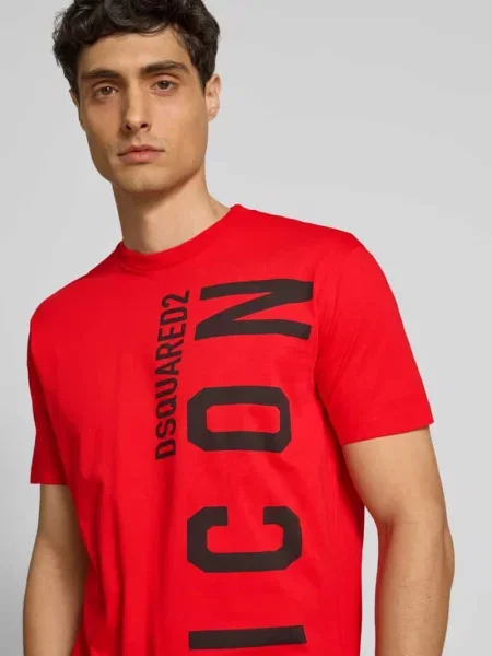 T-shirt o kroju Slim Fit z czystej bawełny Dsquared2 czerwona