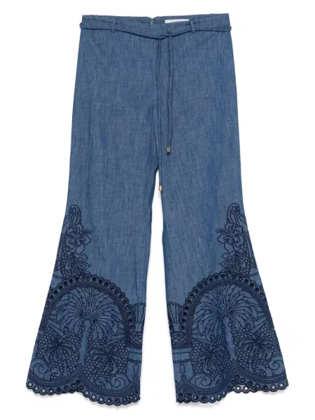 Pantaloni Zimmermann cu broderie albastru