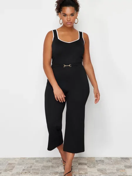 Dzianinowa bluzka Trendyol w paski czarna