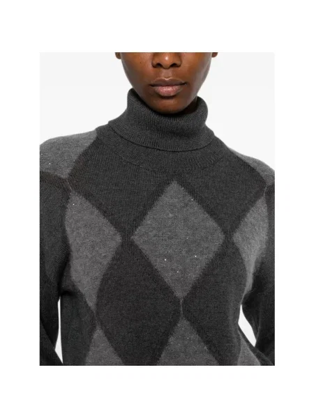 Sweter Peserico wełniany z nadrukiem szary