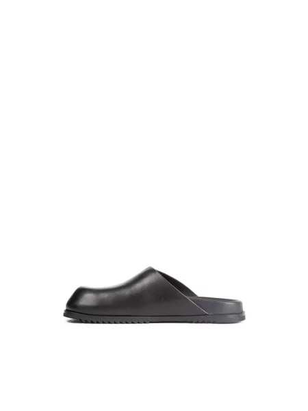 Klapki mules Rick Owens skórzane czarne