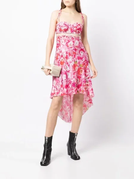 Rochie midi Natasha Zinko cu model floral cu imagine până la genunchi roz