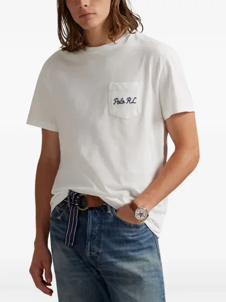 Tricou polo Polo Ralph Lauren cu autograf cu 5 buzunare în carouri gri