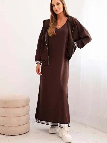 Rochie maxi Kesi Włoski lungă de costum maro