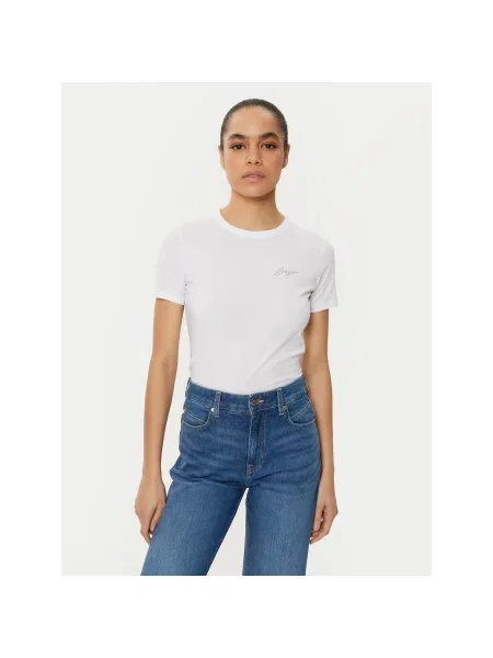 BOSS T-shirt C_Elogo Écru Regular Fit bijela