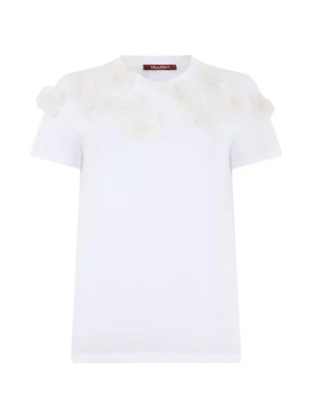 Tricou Max Mara cu model floral cu aplicații alb