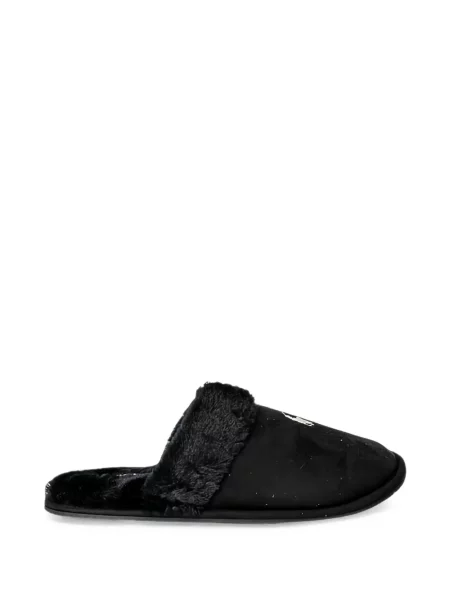 Garnitură de blană papuci de casă Polo Ralph Lauren cu blană negru