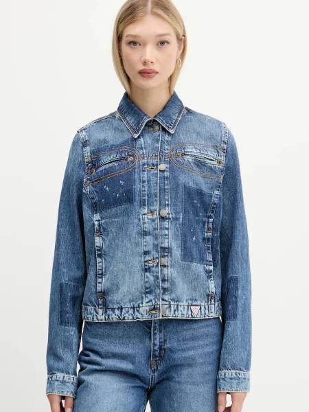 Guess Originals kurtka jeansowa HARRINGTON przejściowa niebieski