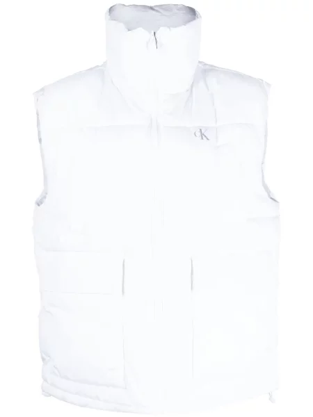 Kamizelka jeansowa Calvin Klein Jeans z nadrukiem ocieplana biała
