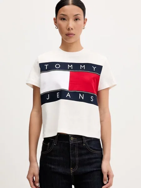 Tommy Jeans tričko béžové