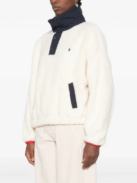 Fleece ριγέ φούτερ Polo Ralph Lauren με κέντημα πορτοκαλί